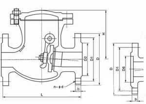 旋啟式止回閥H44W結(jié)構圖